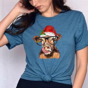 Christmas Sweatshirt,Cute Cow Christmas Sweatshirt,